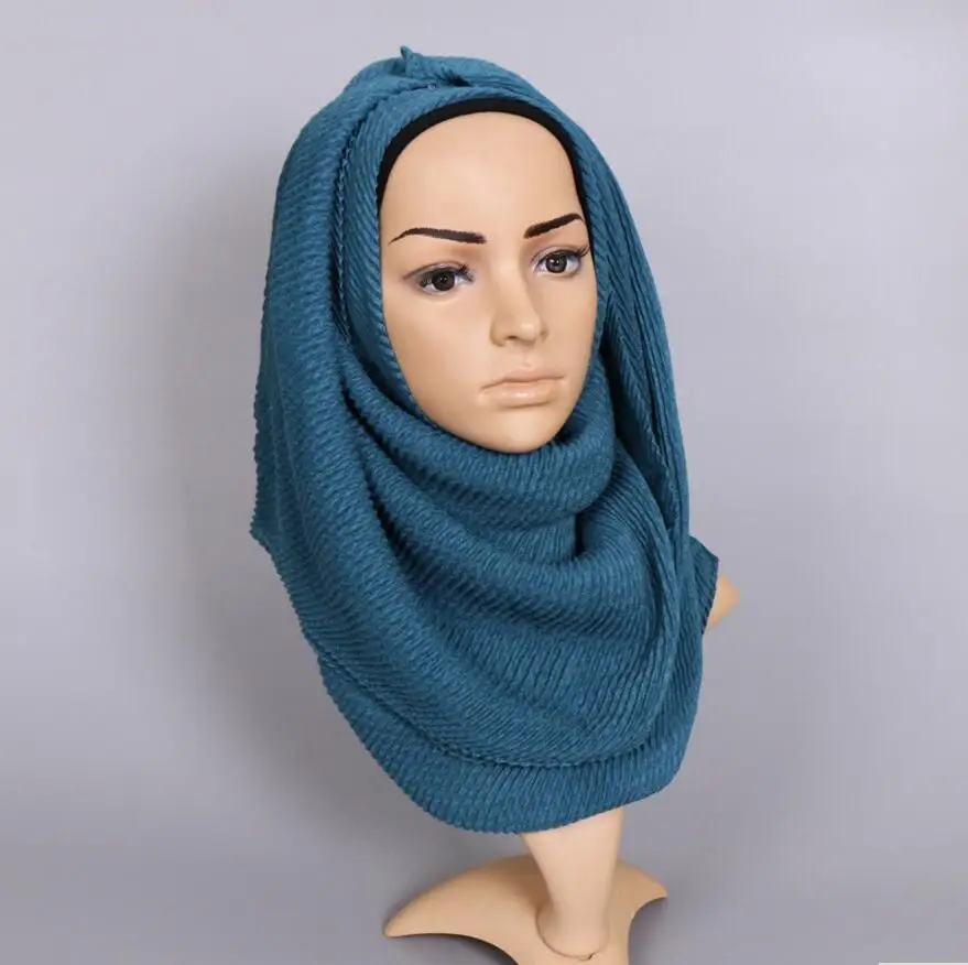 Женский плиссированный складчатый хиджаб LMLAVEN женский шарф мусульманский для