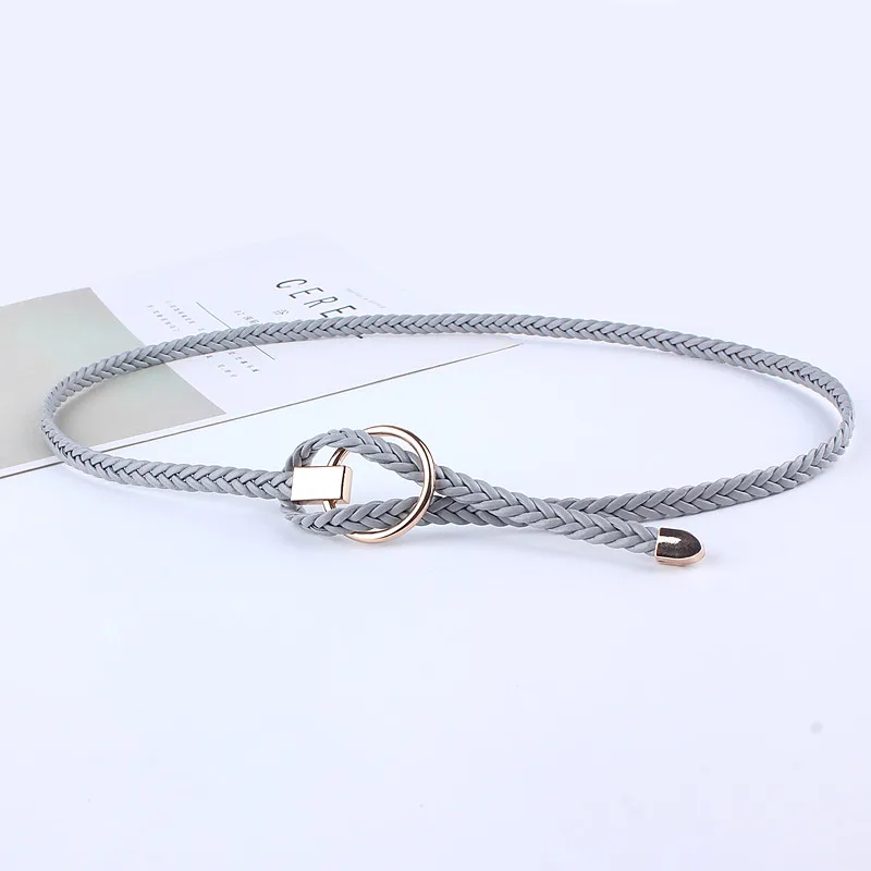 Модные плетеные кожаные ремни с круглой пряжкой для платьев повседневные