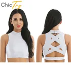 ChicTry однотонная танцевальная одежда без рукавов с ремешками на спине для взрослых женщин повседневный короткий топ для взрослых спортивная гимнастика балетные танцевальные костюмы