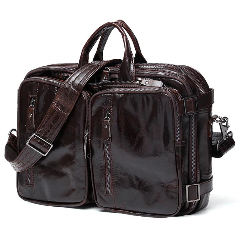 Luxury Genuine Leather Briefcase Men Briefcase Leather Business Bag Laptop Briefcase Tote Office Bag File Handbag Brown Black