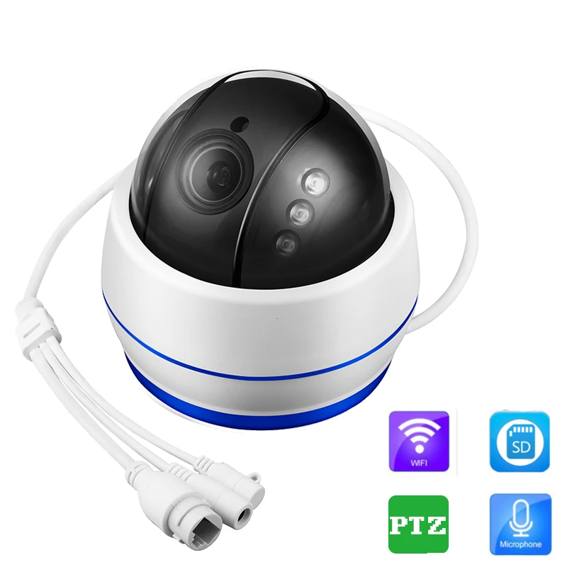 1080P 960P домашняя WiFi PTZ IP купольная камера 5x Zoom Беспроводная видеонаблюдения CCTV