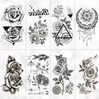 Водостойкие Временные татуировки, наклейки на боди-арт, временные мужские тату линии, розы, искусственные татуировки, наклейки, временные татуировки