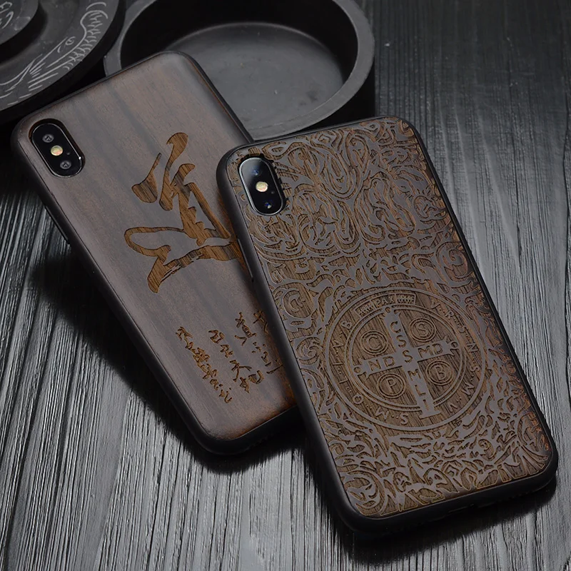 2020 Новый чехол для iPhone XS Max черное дерево X резной ТПУ бампер деревянный XR|Бамперы|
