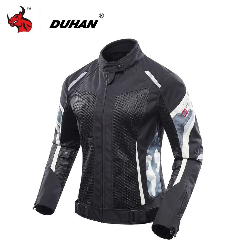 women jacket DUHAN, Женская мотоциклетная куртка, дышащая мотоциклетная одежда, летняя женская мотоциклетная куртка и мотоциклетные штаны, гоночная одежда, костюм - Цвет: women jacket