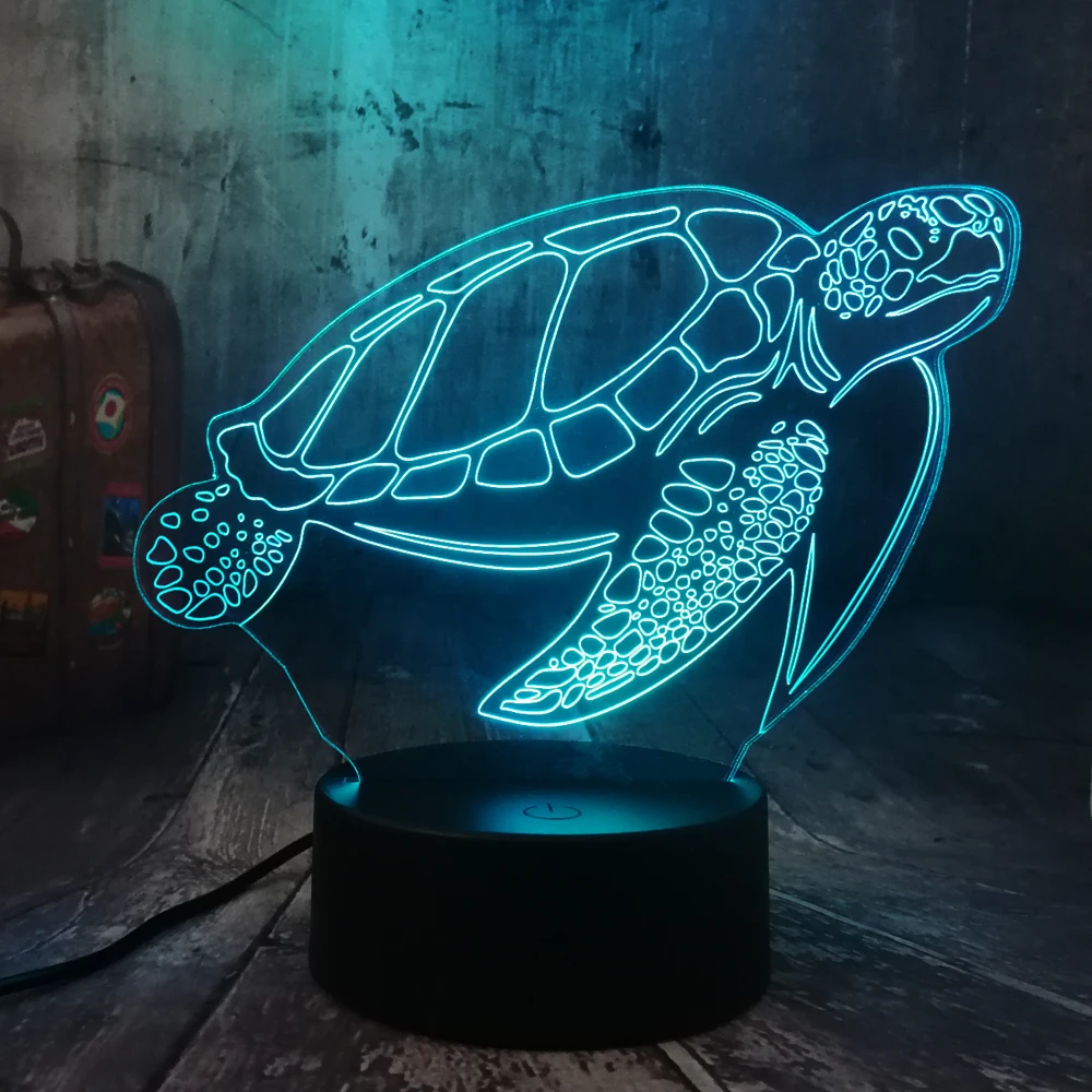 Светодиодный ночник с 3d изображением морской черепахи светильник для вечерние