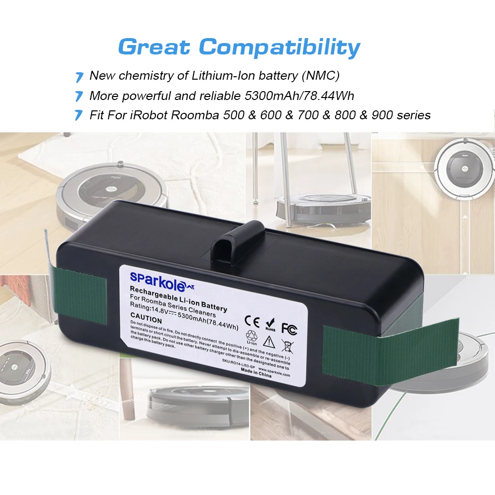 5.3Ah 14,8 V ионно-литиевая Батарея для iRobot Roomba 500 600 700 800 серии 510 531 555 560 580 620 630 631 650 670 770 780 790 870 880