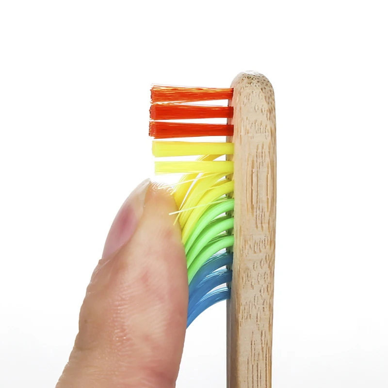 1 шт. зубная щетка с красочной головкой из бамбука деревянная для ухода за