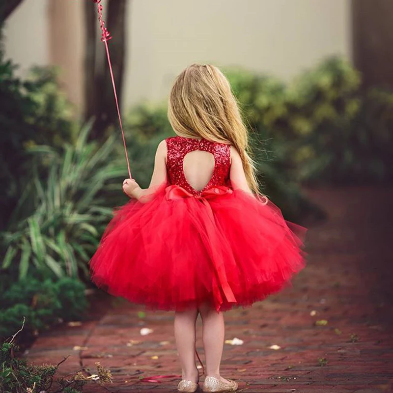 Princess Kids Baby Fancy Wedding Dress Sleeveles Sequins Party For Girl Summer Dresses Birthday Costume Tutu Lace |