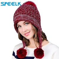 new korean knitted hats women cute beanies hat thickening beanie skullies velvet knit bonnet caps ladies earmuffs wool hat