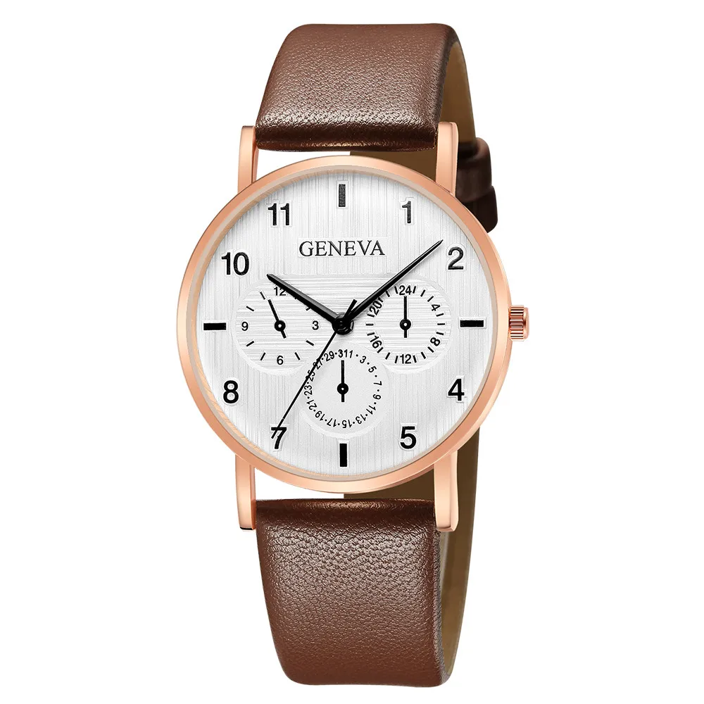Женские повседневные кварцевые часы Geneva наручные с кожаным ремешком спортивные