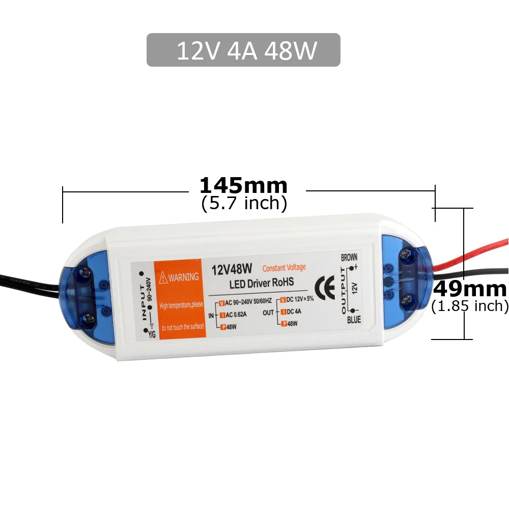 12V 48W 5 в блок питания 12 вольт светодиодный драйвер переменного тока 110 В 220 В в постоянный ток 5 вольт адаптер питания 12 В 18 Вт 28 Вт 48 Вт 60 Вт 72 Вт 100 Вт трансформатор освещения - Цвет: 12V 48W