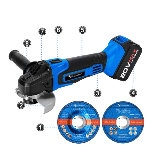 PROSTORMER 20V аккумуляторная угловая шлифовальная машина литий-ионный 4000 мА/ч, электрический шлифовальный инструмент шлифовальный станок угловая шлифовальная машина шлифовальные Мощность инструменты