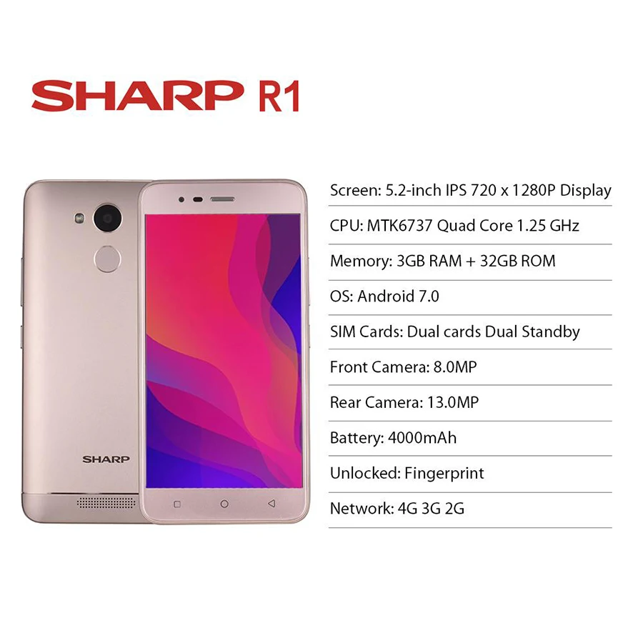 Глобальная версия SHARP R1 4G LTE 3 ГБ ОЗУ 32 Гб ПЗУ смартфон четырехъядерный 5 2 'ཉ МП +
