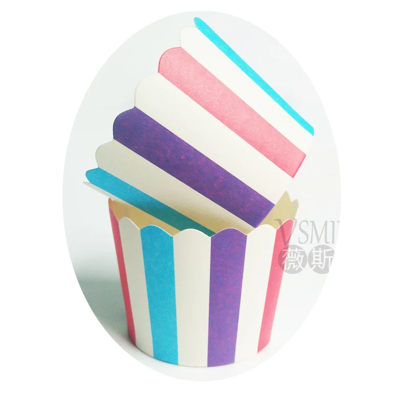 50 шт розовые белые полосатые бумажные обертки для кексов icecream выпечки стаканчики для кексов, булочек Свадебные/Детские душ/день рождения вечерние украшения - Цвет: 12
