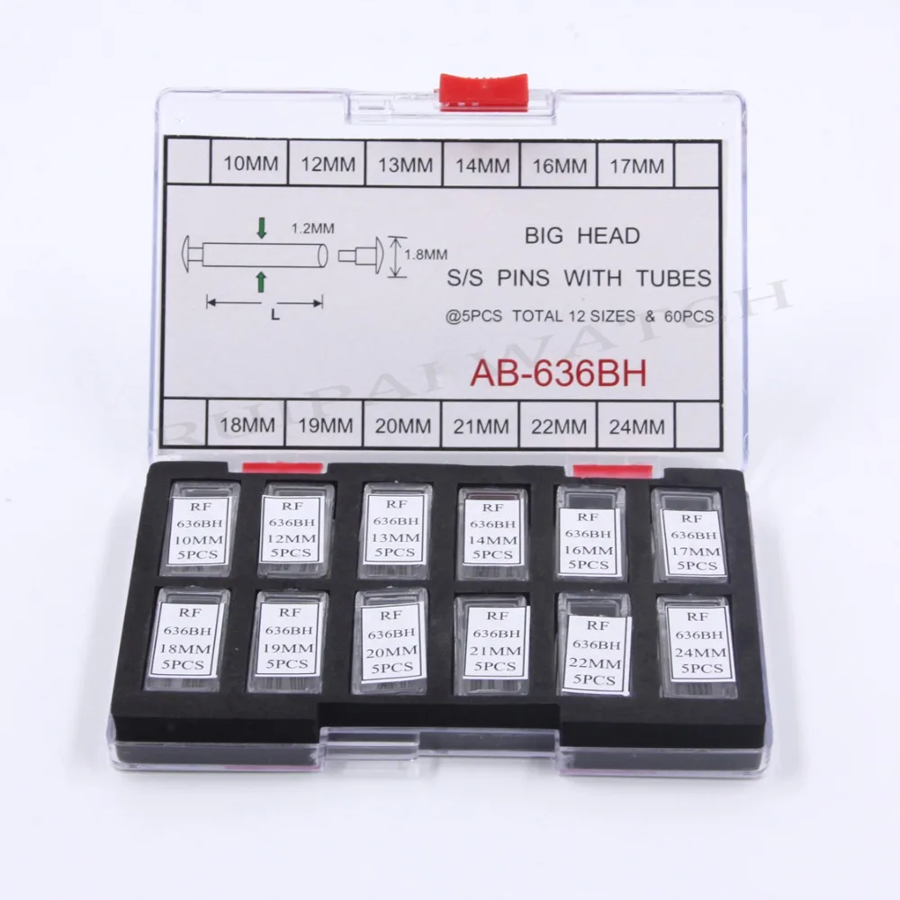 

Free Shipping 1 Set Big Head Friction Tube Pin Clasps Straps Bracelets Rivet End 10 MM - 24 MM for Watch Repair