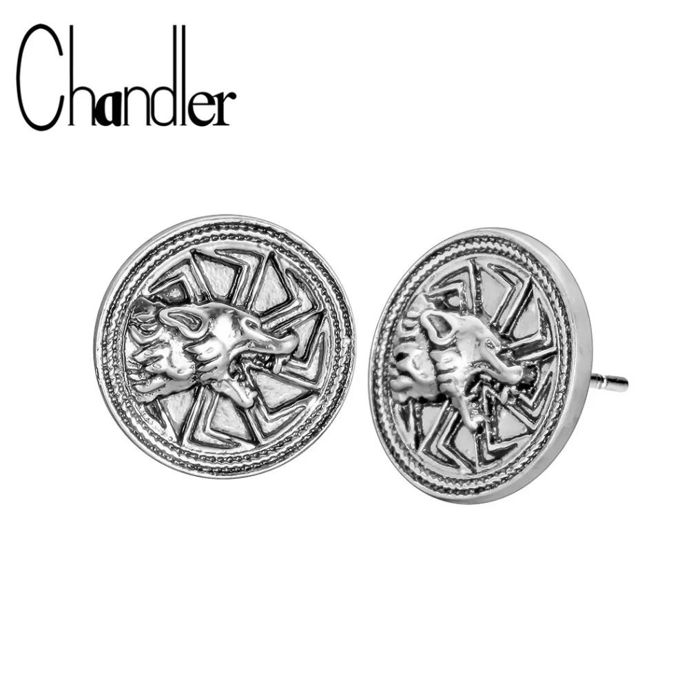 Новые славянские серьги Chandler амулет волк тотем государственные Мужские t круглые