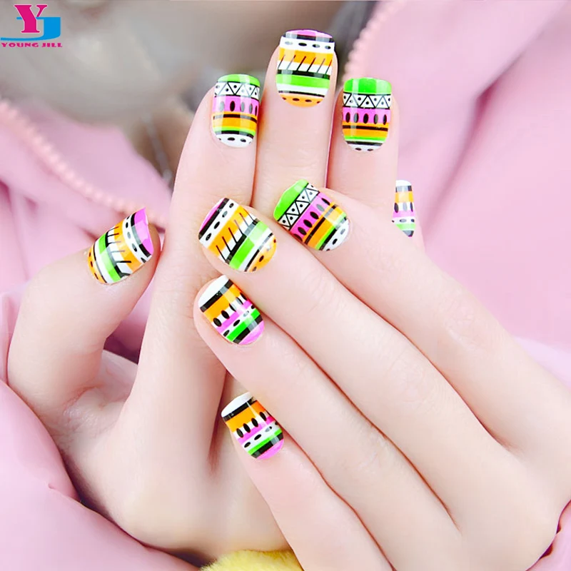 24 шт. милые накладные ногти полное покрытие французские в наборе акриловые