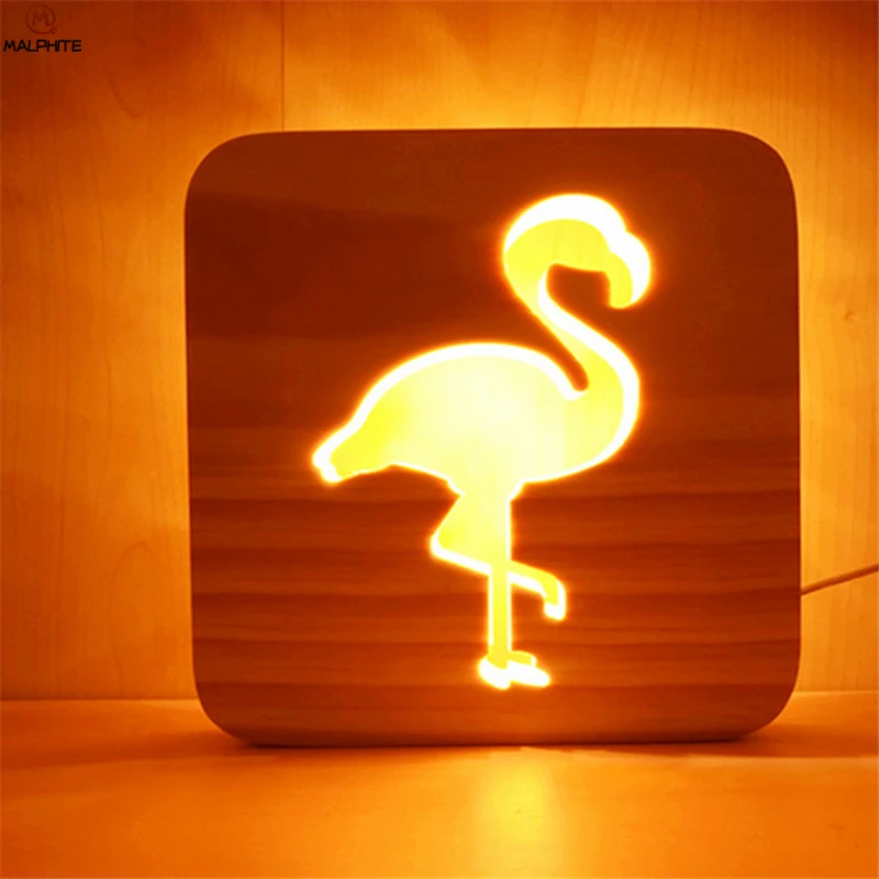 

Nordic Solid Wood 3D Night Light Hollowed Carving Christmas Tree Night Lamp Fashion Wood Lamp LED Bedroom Decorative Lamp