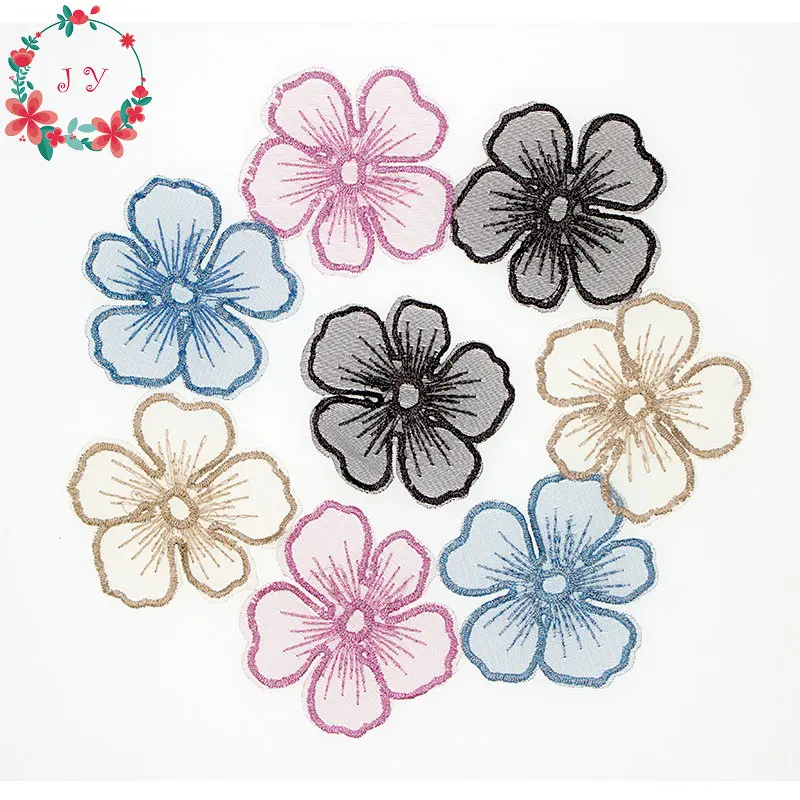 

20PCS/lot Mix Embroidery Mesh Flower Applique 5.5/4cm Translucent Single layer for Party Decor,Garment Embellishment,DIY project