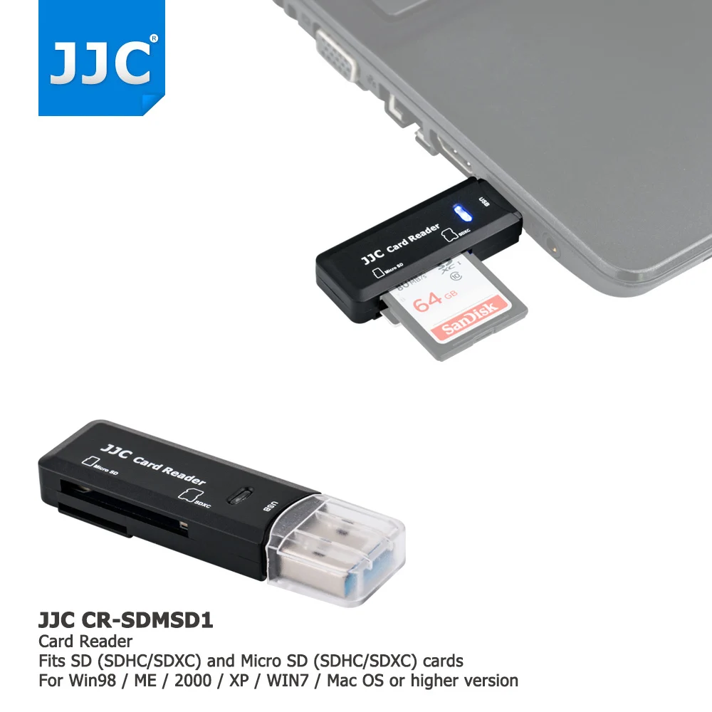 JJC адаптер для чтения карт памяти камеры 5 Гбит/с USB 3 0 SD/Micro SD/TF/SDHC/SDXC Для
