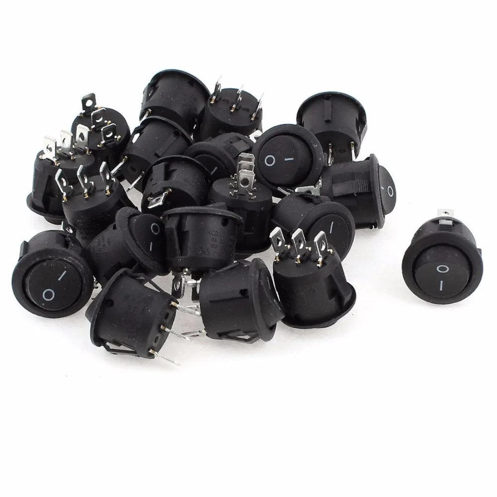 

20pcs KCD1 Round 3P SPDT ON/OFF Rocker Power Switch 125V/10A 250V/6A