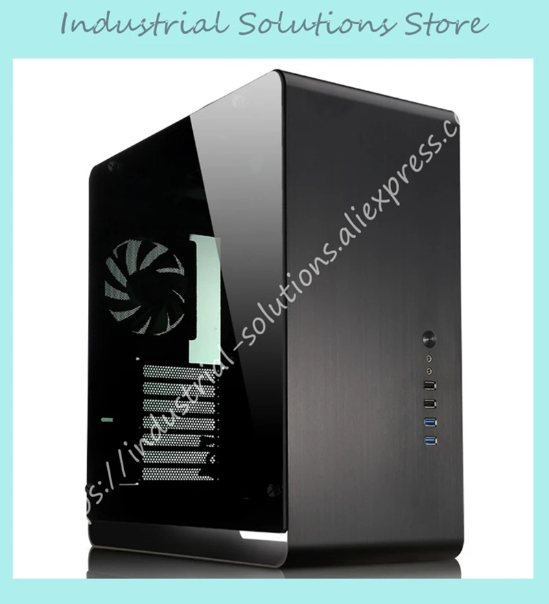 Новый чехол для компьютера UMX4 черный ATX алюминий закаленное стекло боковая