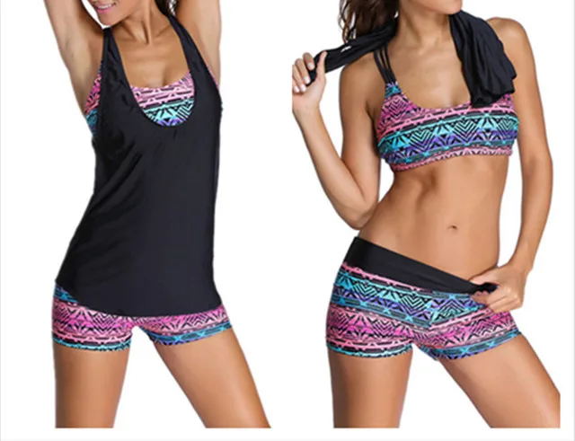 2019 Новый Для женщин купальный костюм танкини с шортами Спортивная купальные