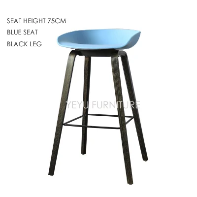 SH75 Blue Black L Минималистический современный дизайн цельного дерева pp пластиковый барный стул Северный ветер модный креативный датский барный стул популярная мебель - Цвет: SH75 Blue Black L