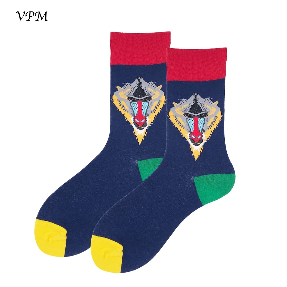 Мужские носки VPM из чесаного хлопка цветные Смешные модные в стиле Харадзюку С