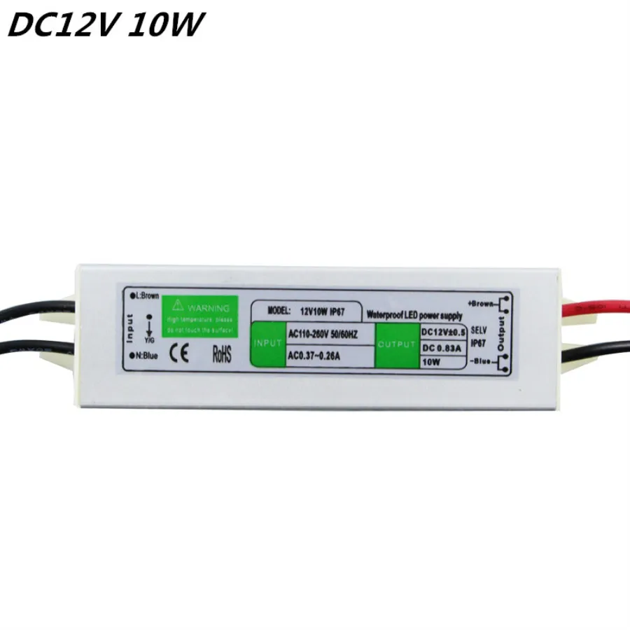 DC12V 10 Вт IP67Waterproof светодиодный драйвер Питание Алюминий трансформатор сплава