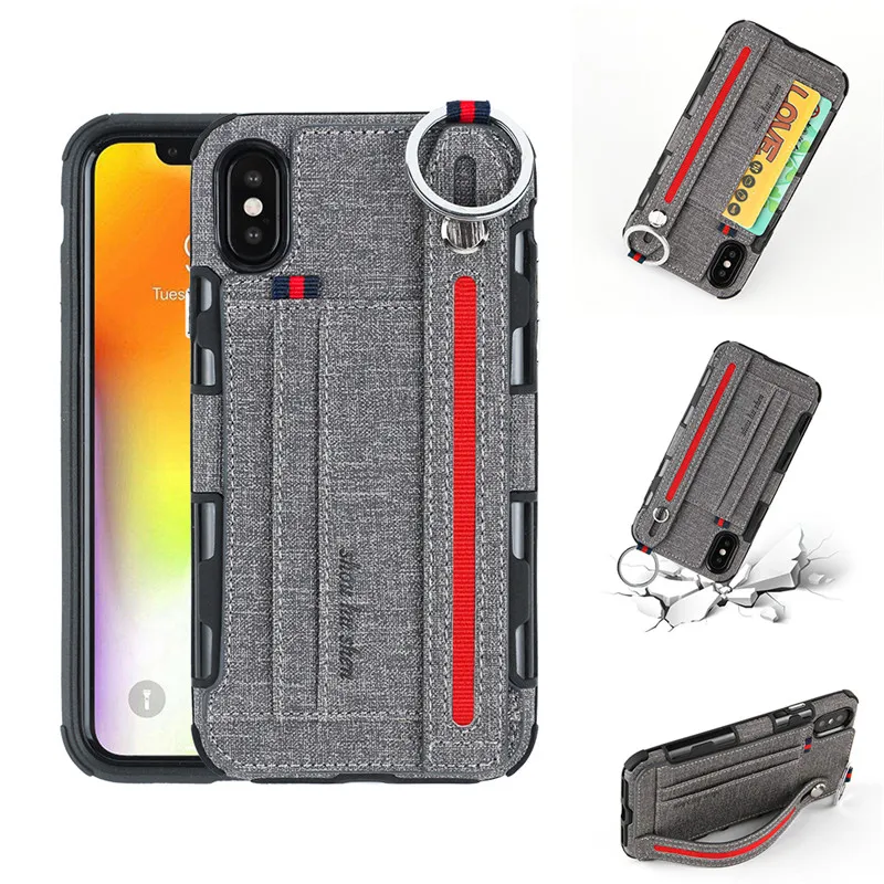 

Canvas Card Wallet Phone Case For iPhone 11 Pro XS Max XR X Fabric Cloth Texture Soft Back Cover For iPhone 6 6S 7 8 Plus X Case