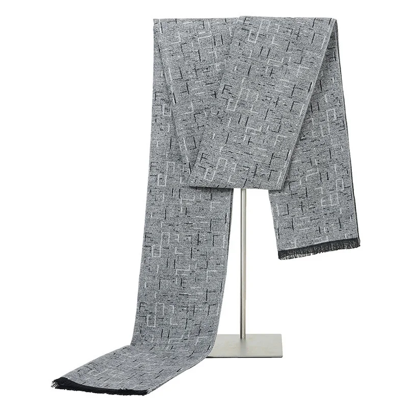 gray color Мужской роскошный брендовый теплый шарф, Новое поступление, брендовый мужской шарф, вязаные весенние зимние шарфы, Длинные мужские шарфы, Bufanda - Цвет: gray color