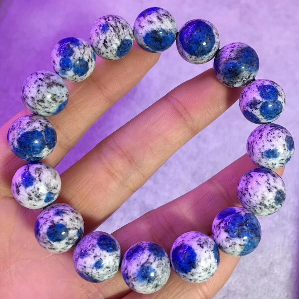 

Natural Blue K2 Blue Volcanic Jade Stone Bracelet Women Men Powerful Crystal Stretch Round Beads 12mm 13mm 11mm AAAAA