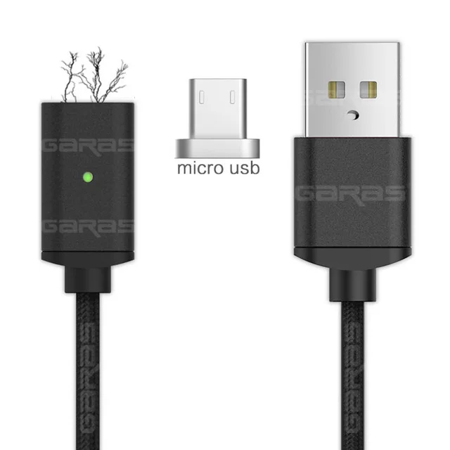 Магнитный кабель usb type C для iPhone samsung type C кабель быстрого зарядного устройства для мобильного телефона Магнитный кабель Micro USB зарядное устройство для передачи данных - Цвет: Black-android