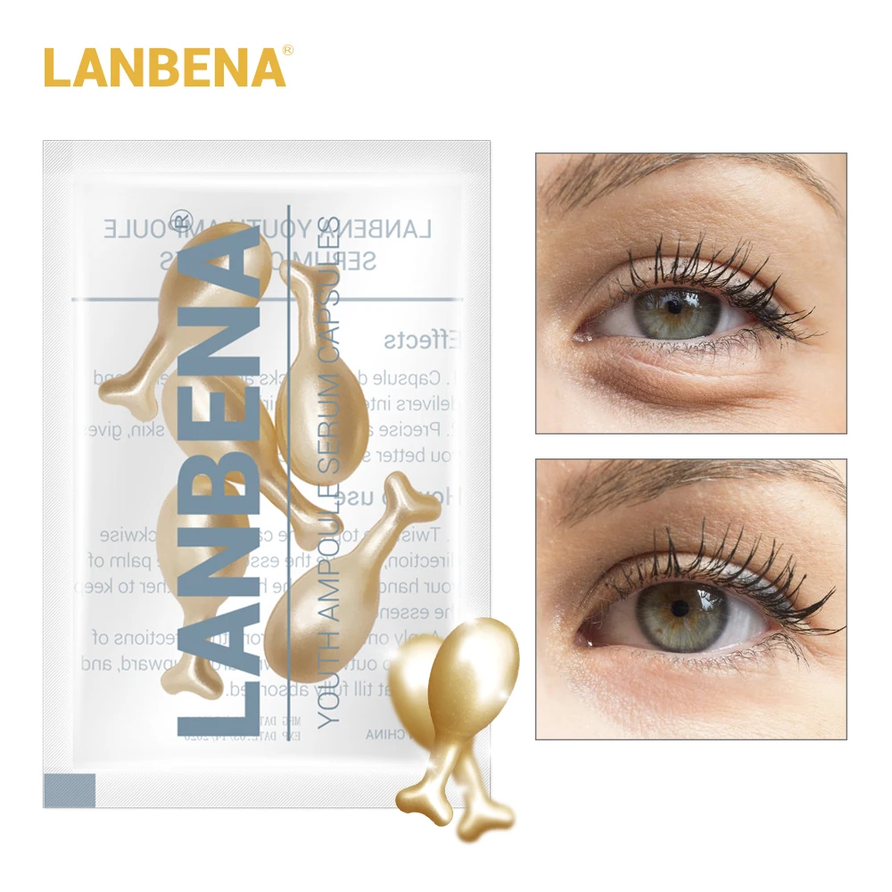 LANBENA 5 шт. Сыворотка для глаз 24 к Золотая Пептидная морщины вокруг ампулы капсулы
