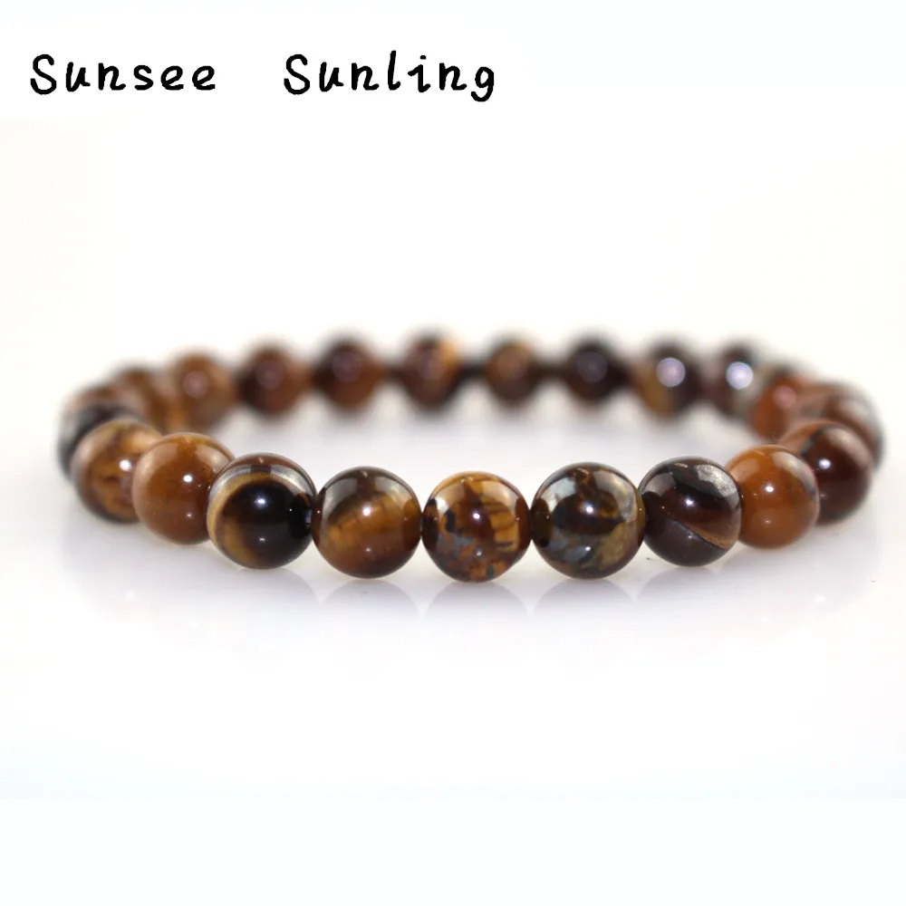 Минималистичные бусины из натурального камня тигровый глаз Браслет Подвески