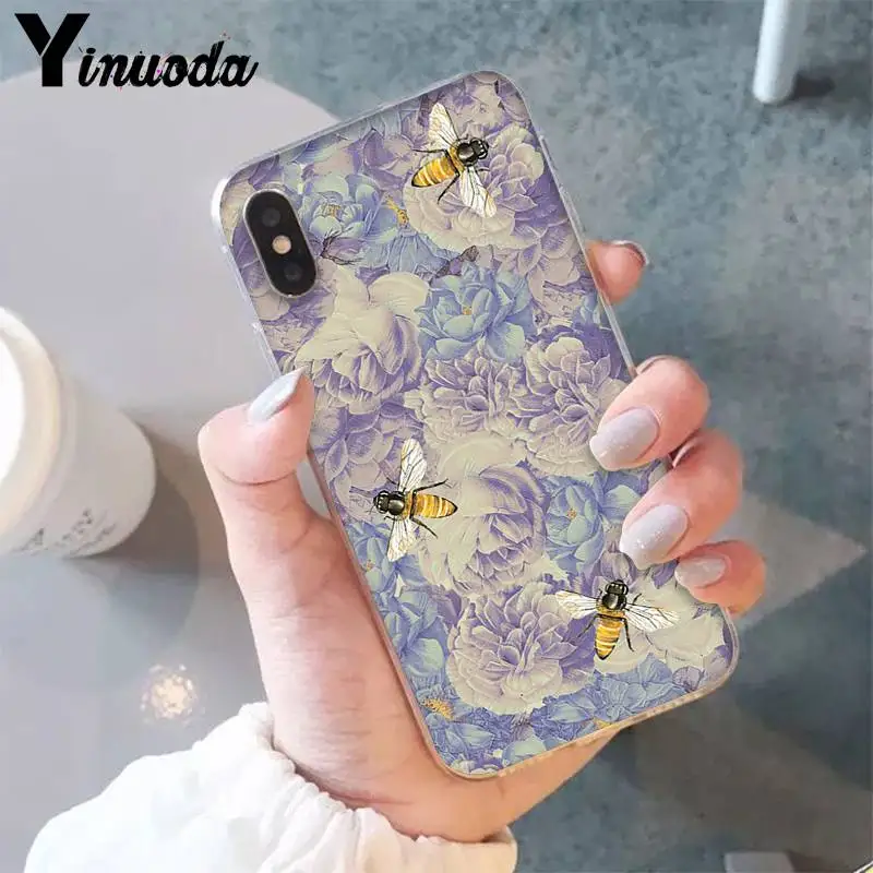Yinuoda рисунок пчелы милый мультяшный чехол для телефона с цветочным рисунком для iPhone 8 7 6 6S Plus 5 5S SE XR X XS MAX 10 11 11pro 11promax