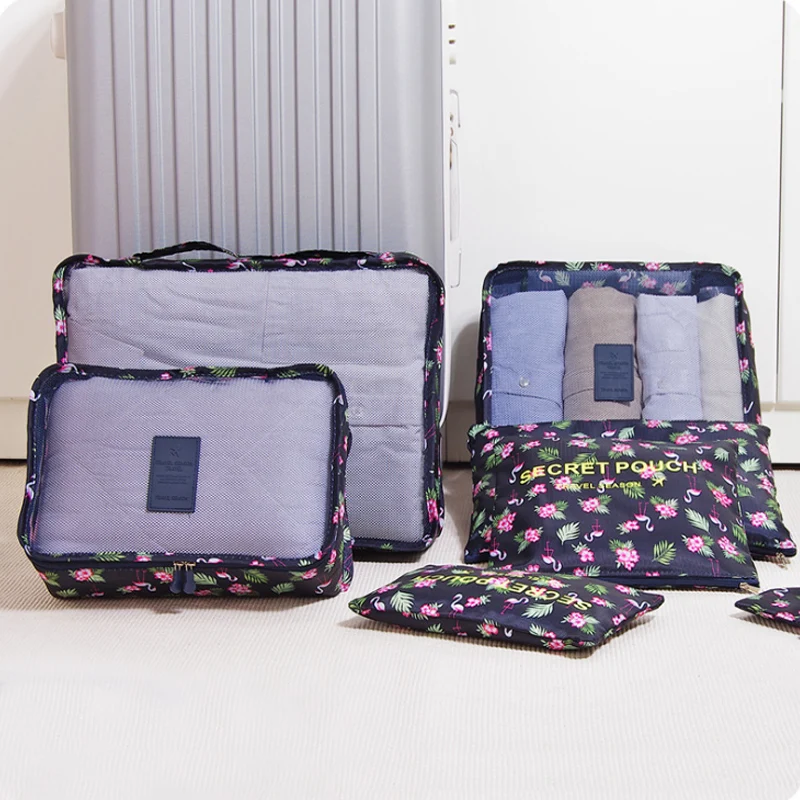 7PCS high quality solid color travel set of 7 thick waterproof suitcase storage bag Bedroom |