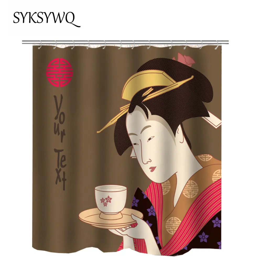 Японские суши занавеска для душа шеф повара вкусная еда ванной синяя Японская