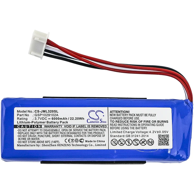 

Cameron Sino 6000mAh Battery GSP1029102A for JBL charge 3 2016 Version
