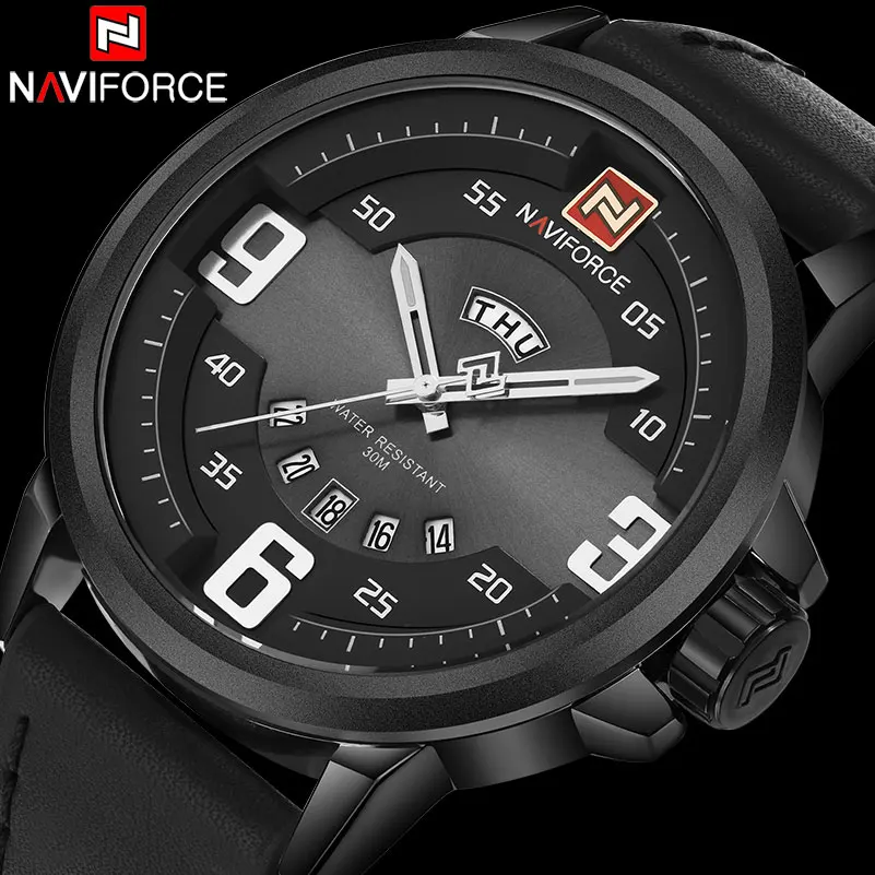 Мужские спортивные часы NAVIFORCE Брендовые мужские кварцевые 30 м водонепроницаемые