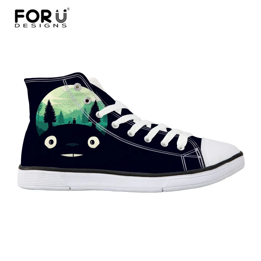 Классические женские парусиновые туфли FORUDESIGNS Totoro Осенняя обувь с высоким берцем