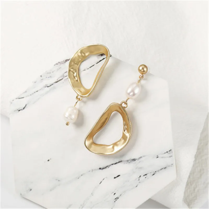 New Female Vintage Irregular Freshwater Pearl Dangle Earrings for Women Geometric Drop Earring DIY Wedding Party Jewelry Gift | Украшения и