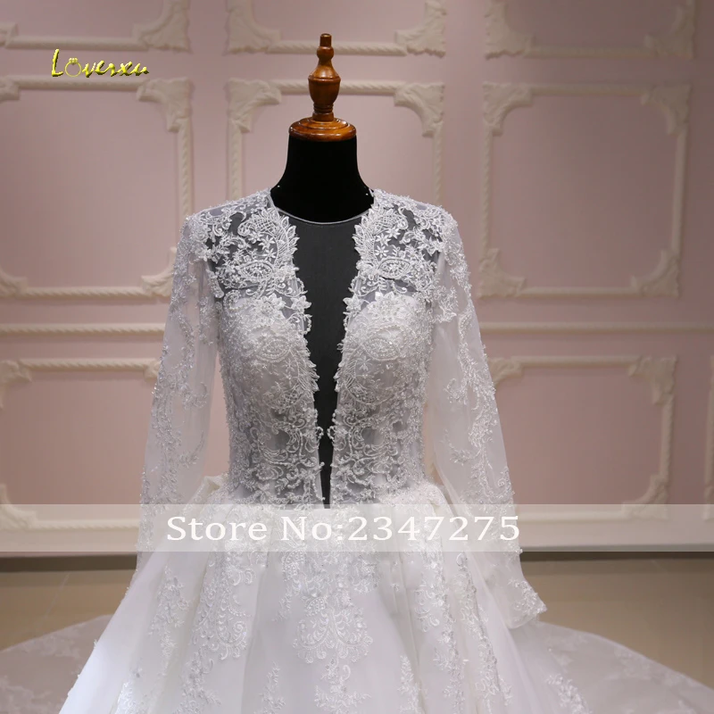 Женское кружевное свадебное платье Loverxu с длинным рукавом V образным вырезом