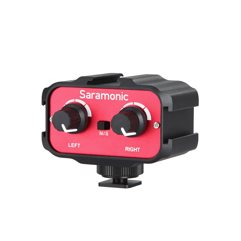 Saramonic SR-AX100 Microphone Audio Mixer &amp Cold Shoe Mounting Hub for DSLR Cameras Camcorders | Microphones
