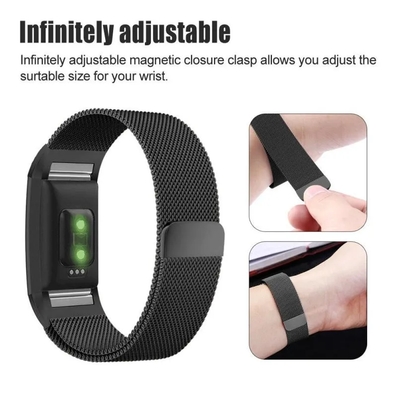 Миланский магнитный ремешок для Fitbit Charge 3 для Charge 2 фитнес-браслет из нержавеющей стали спортивные часы сменный металлический браслет