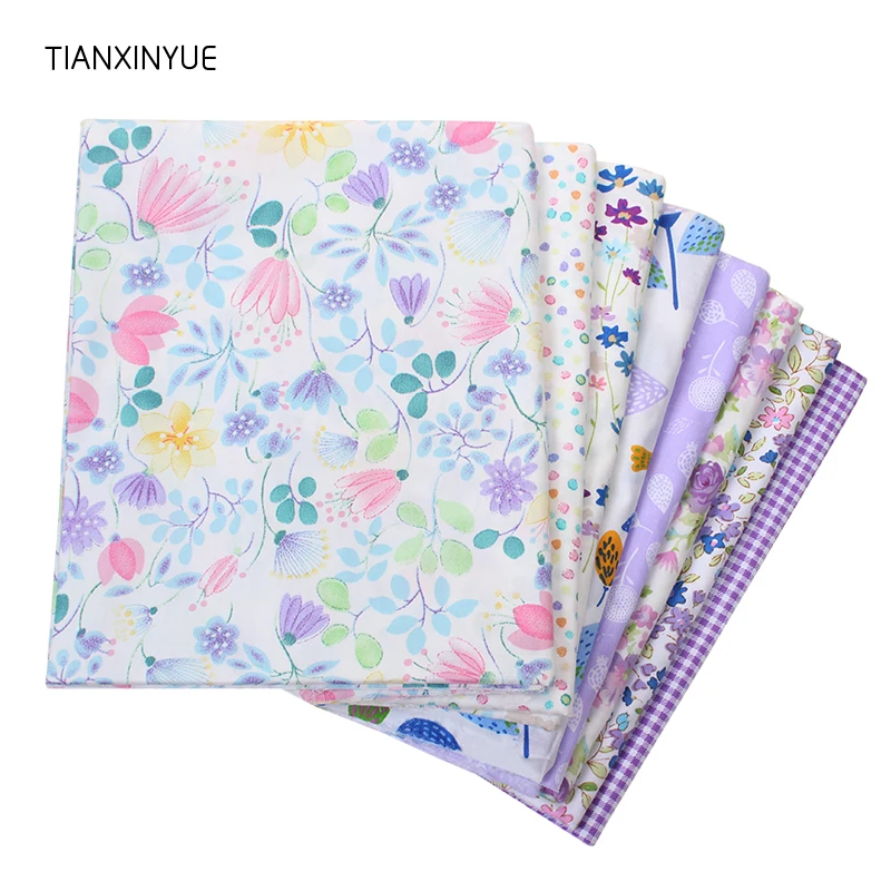 TIANXINYUE Twill yard ткань хлопок пэчворк фиолетовый Цветочный Ткань DIY стеганые листы