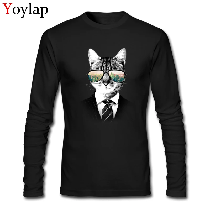 

Fashion Style NYC Cat Cool Design Men's Long Sleeve Tee Shirt 100% Cotton Casual T-shirt Top Quality Wholesale