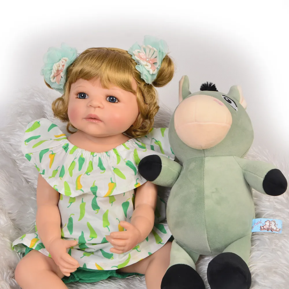 55 см полное Силиконовое боди Reborn Baby Doll игра-Лепка bebe новорожденная принцесса