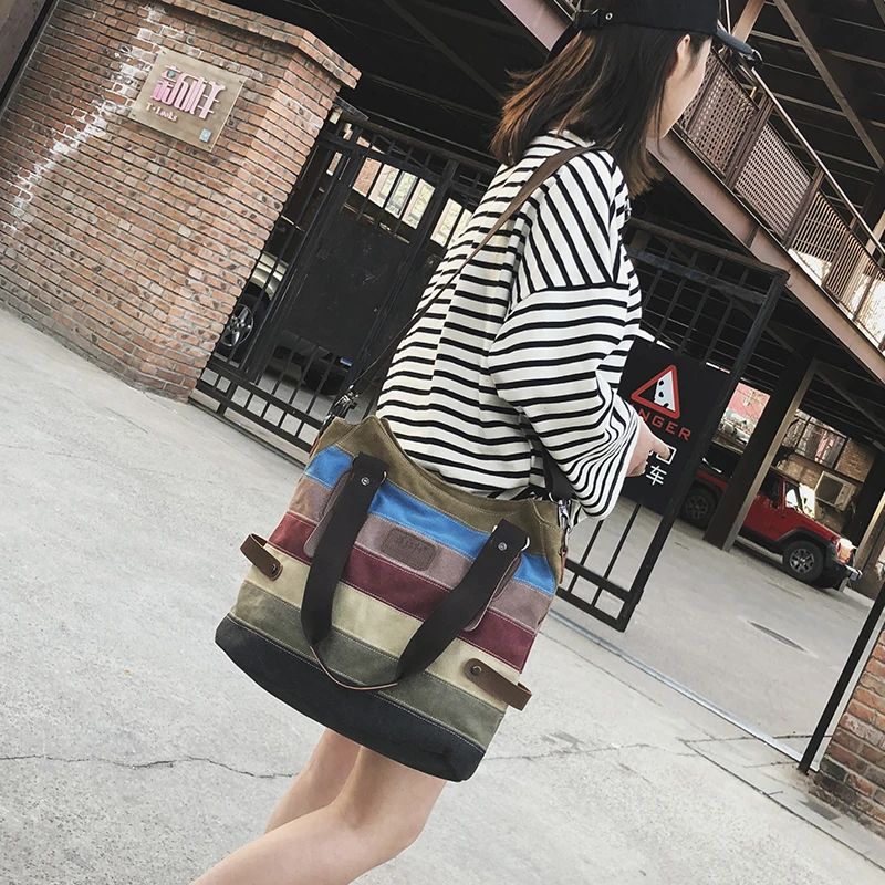 

Women's durable Canvas material Handbags Patchwork Lady Hand Bags Purse Women messenger Shoulder bag Tote Mujer Bolsos